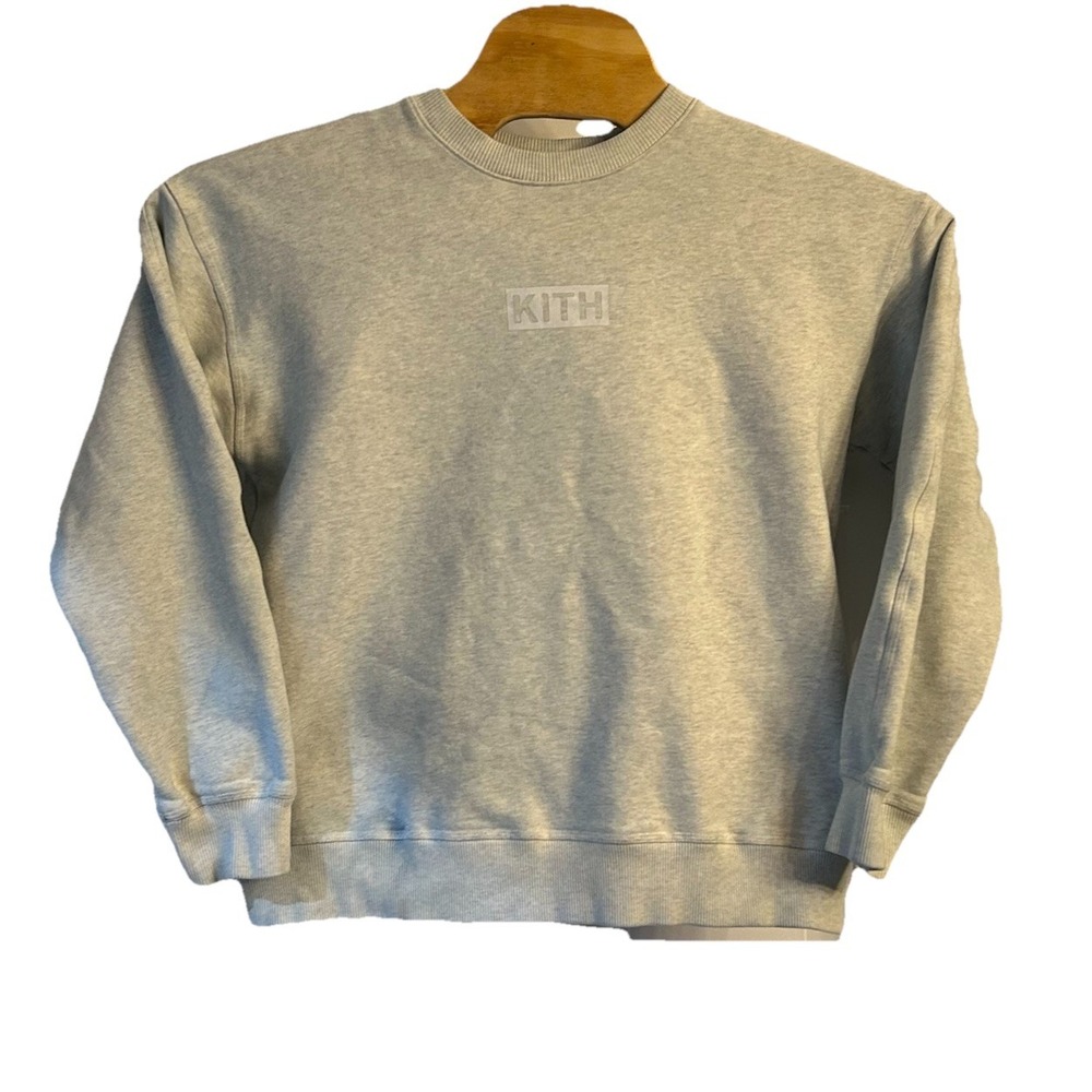 Kith Sweatshirt Men Small Light Gray Embroidery Logo Crewneck‎ Streetwear